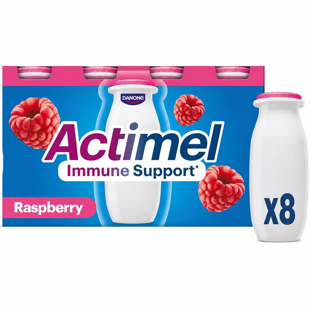 Actimel 8 x 100g Raspberry Immune Support Yoghurt Drink