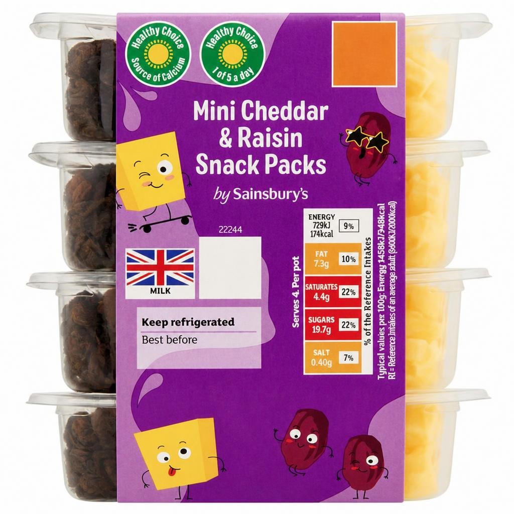Sainsbury's 4 x 50g Mini Cheddar & Raisin Snack Packs