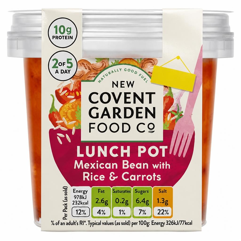 New Covent Garden Food Co. 300g Mexican Bean with Rice & Carrots Lunch Pot