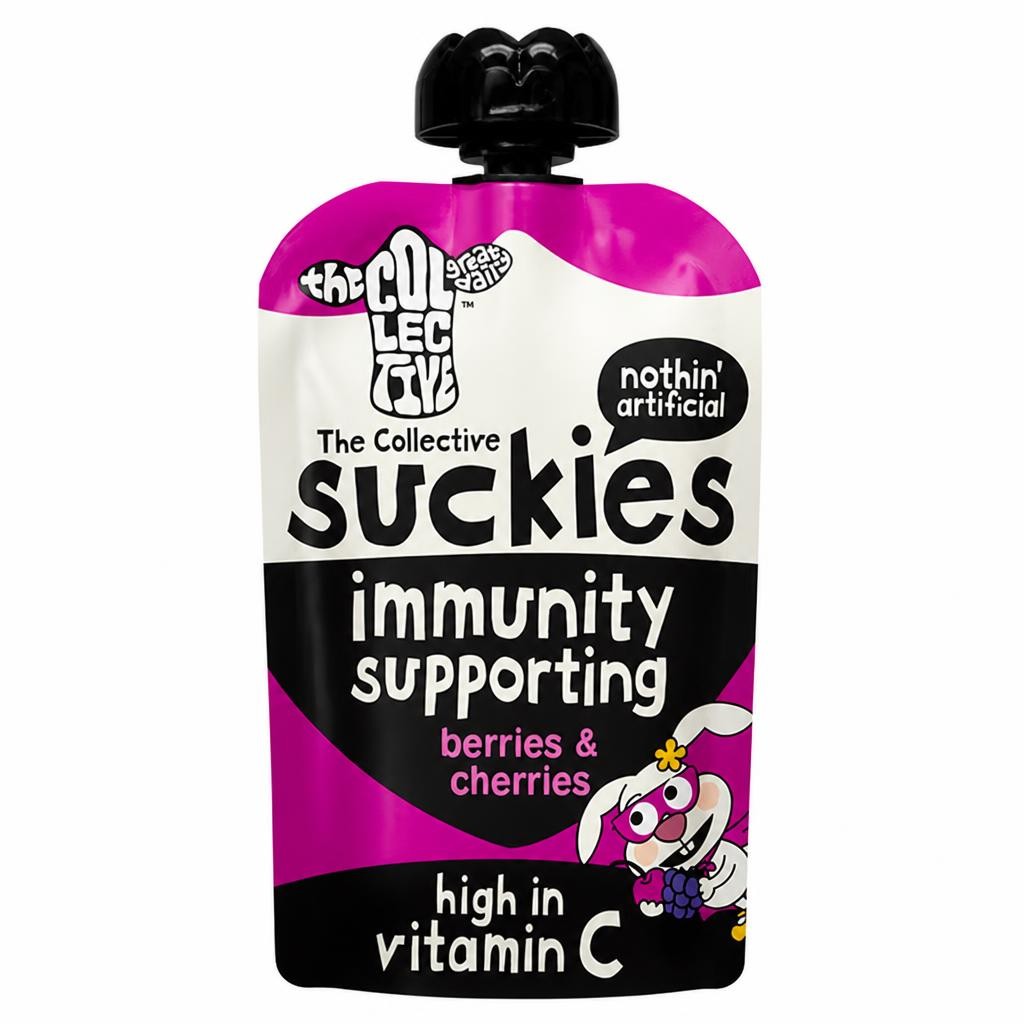 The Collective Great Dairy 90g Berries & Cherries Suckies Immunity Supporting Kids Yoghurt