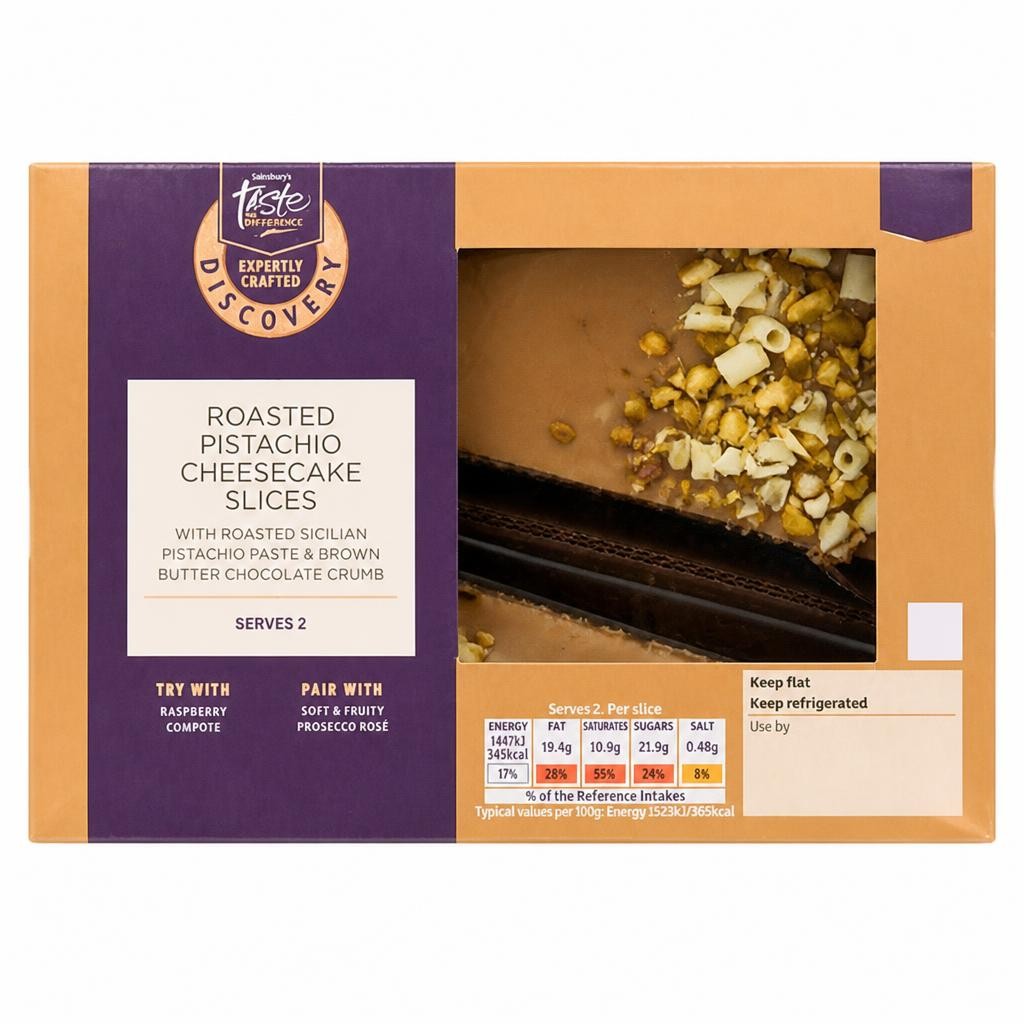 Sainsbury's Discovery 2 x 95g Roasted Pistachio Cheesecake Slices, Taste the Difference