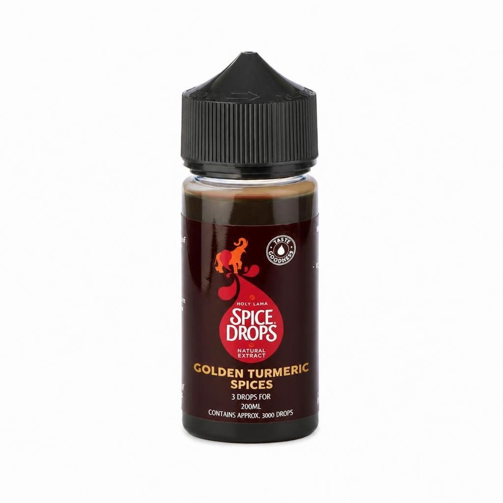 Spice Drops Golden Turmeric Natural Extract 100ml – Food Flavouring for Drinks, Baking & Cooking | Vegan Friendly