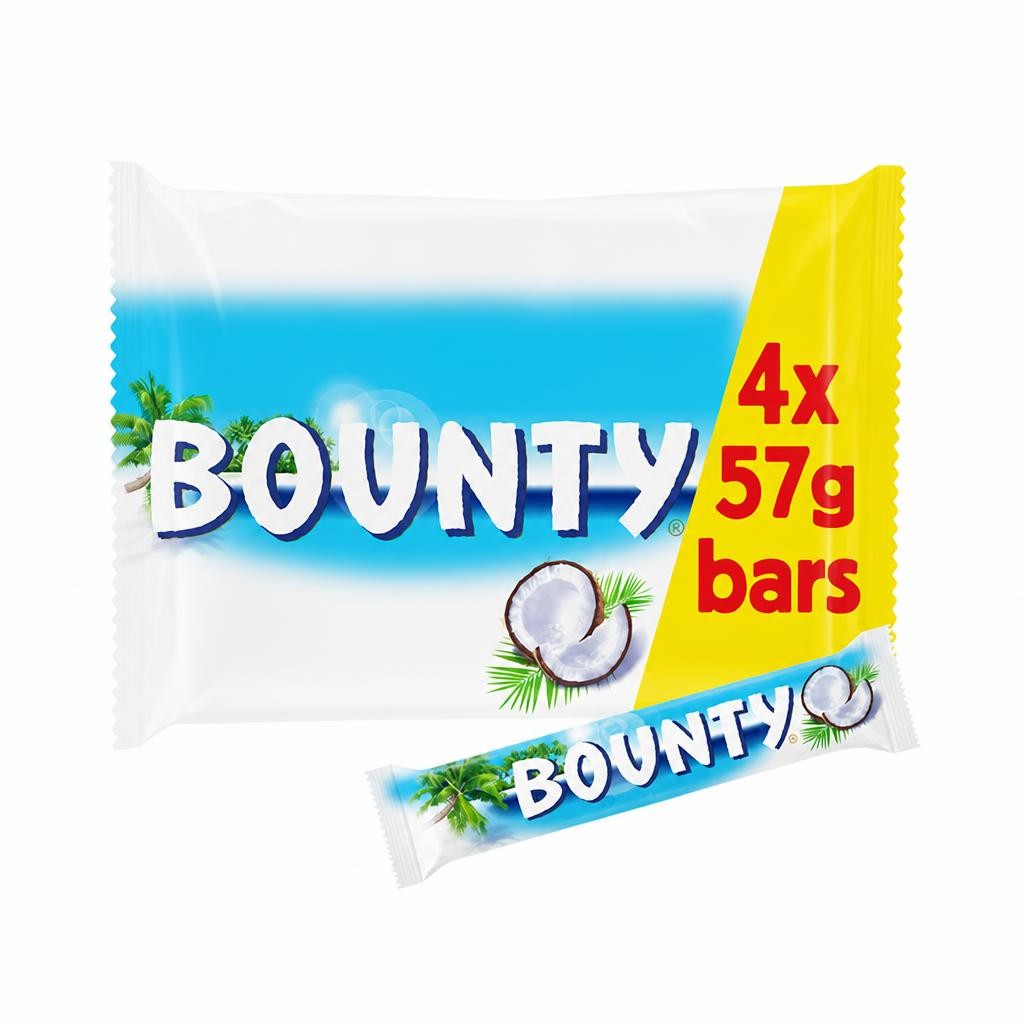 Bounty Coconut & Milk Chocolate Snack Bars Multipack 4x57g