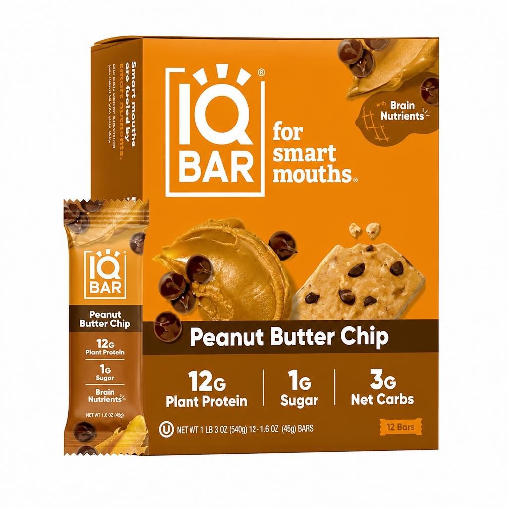 IQBar Peanut Butter Chip Protein Bars 1.6oz (45g)  x 12