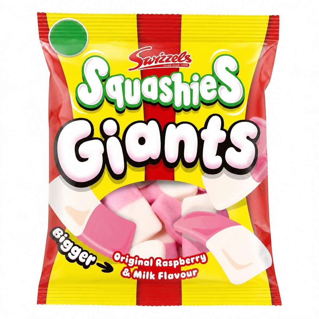 Swizzels Squashies Giants Original Raspberry & Milk Flavour 140g