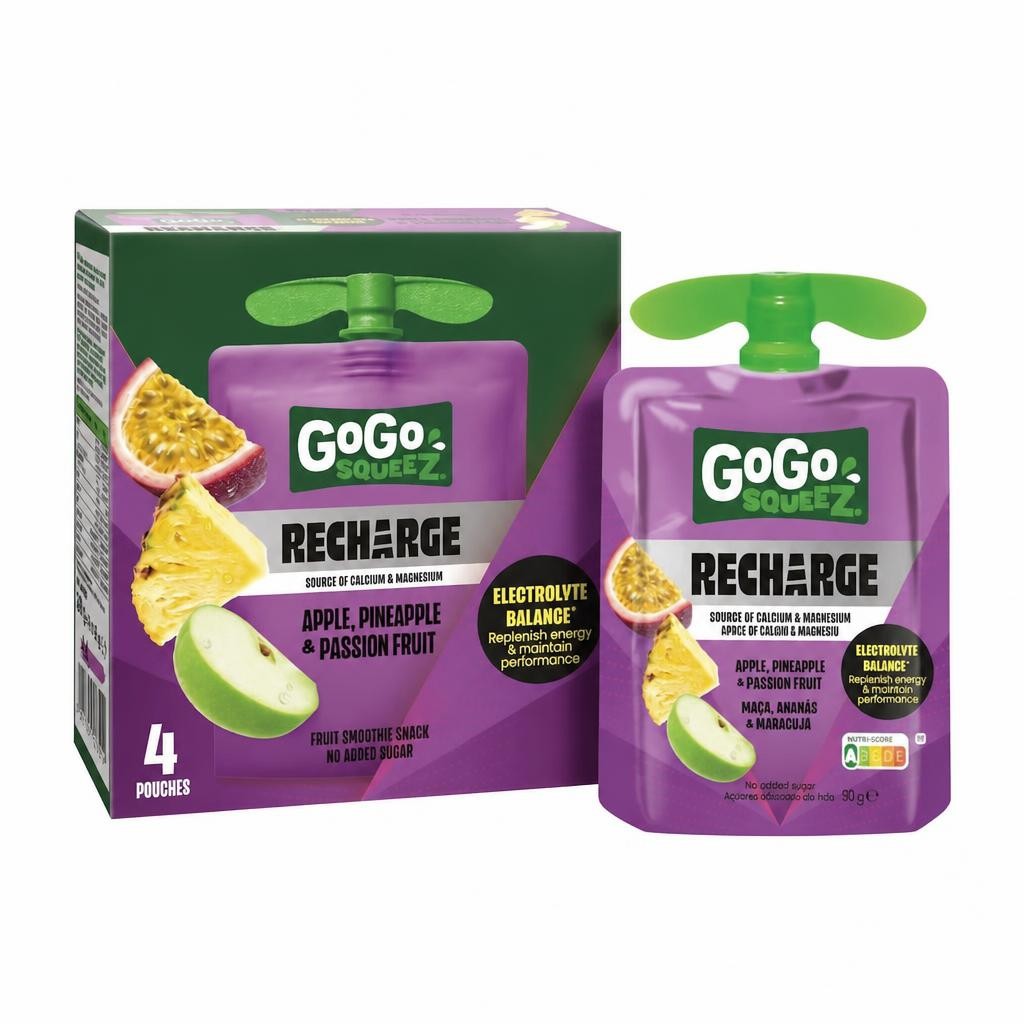 GoGo squeeZ Recharge Apple, Pineapple & Passionfruit No Added Sugar 4 x 90g