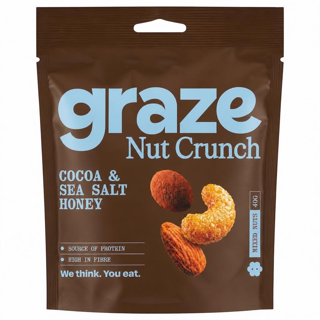 Graze Cocoa and Sea Salt Honey Nut Crunch 40g