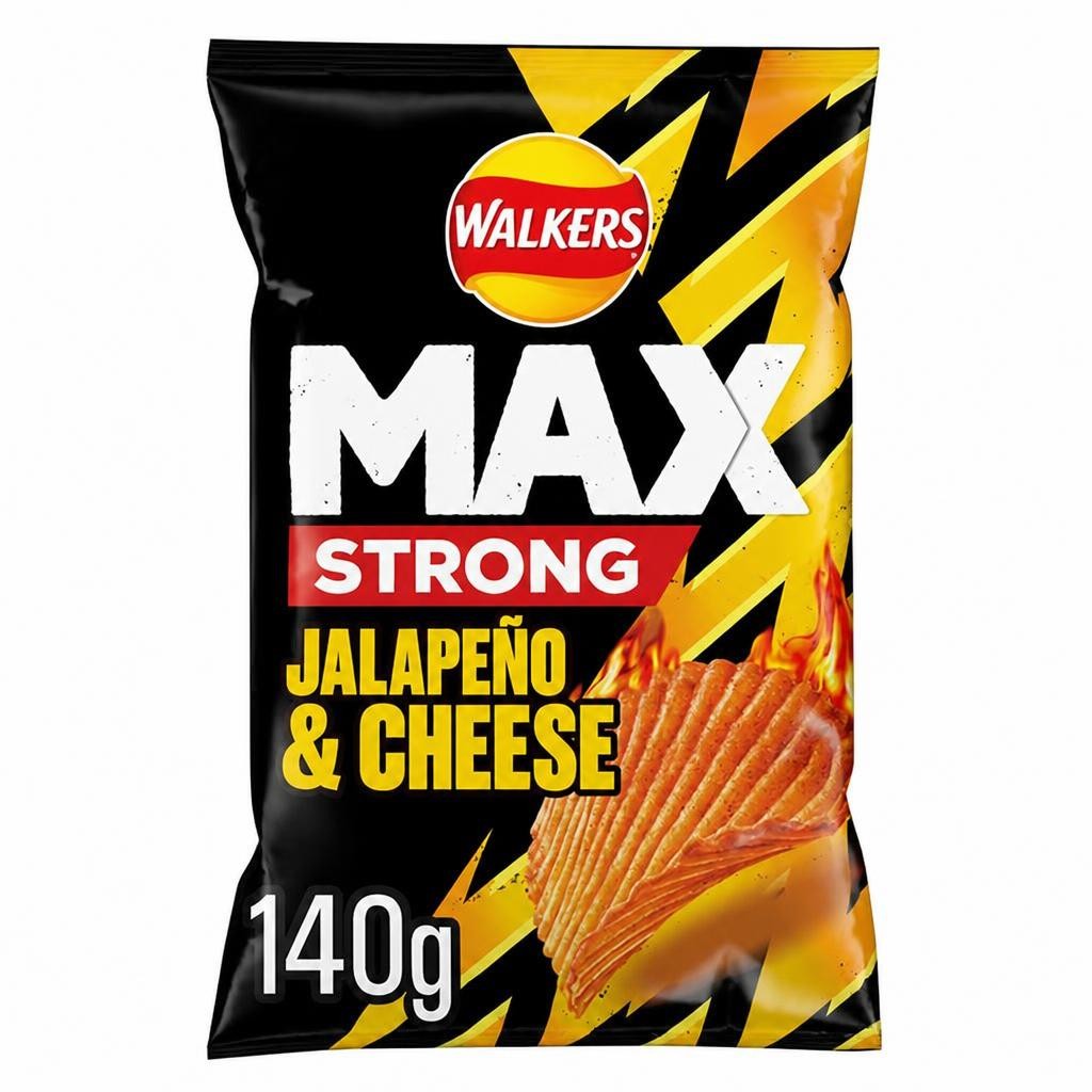 Walkers Max Strong Jalapeño & Cheese Sharing Crisps 140g