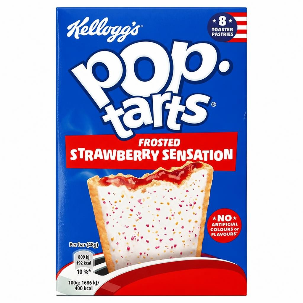 Kellogg's Pop Tarts Strawberry Sensation Breakfast Pastry Snack 8x48g