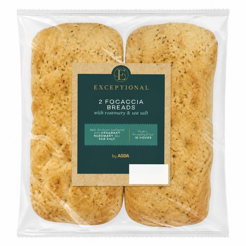 Exceptional by ASDA Exceptional by  2 Focaccia Breads with Rosemary & Sea Salt