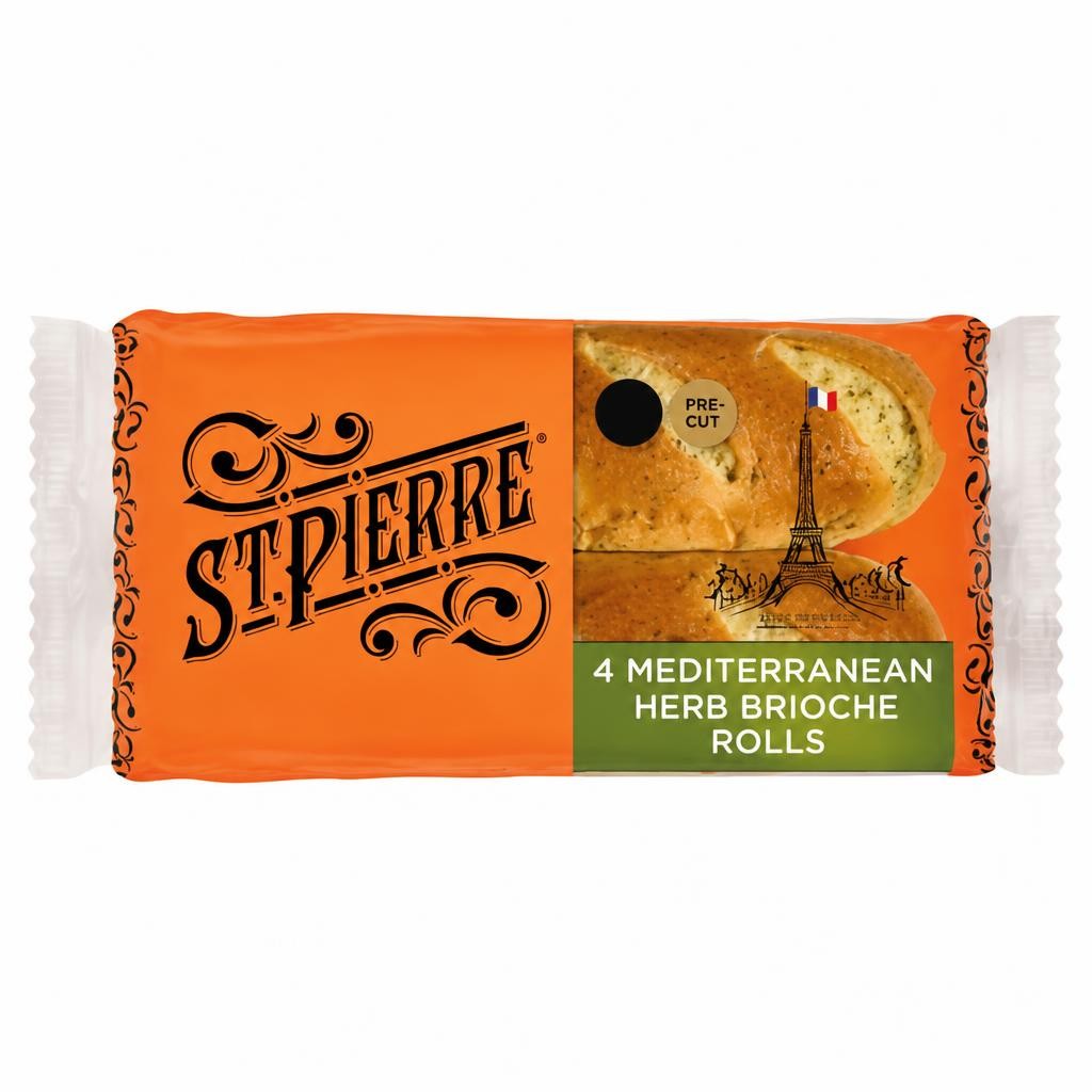 St Pierre Pre-Cut 4 Mediterranean Herb Brioche Rolls