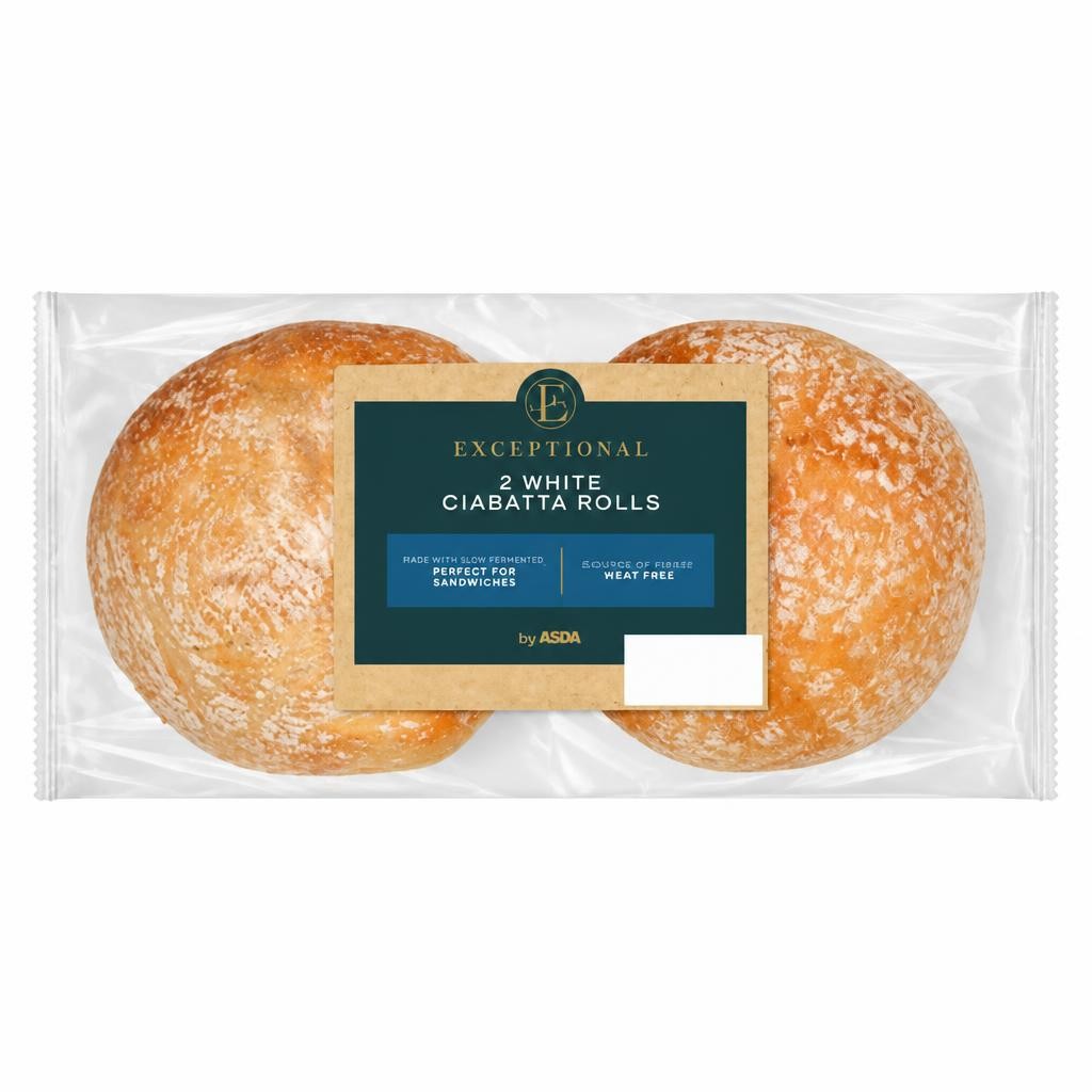Exceptional by ASDA Exceptional by  2 White Ciabatta Rolls