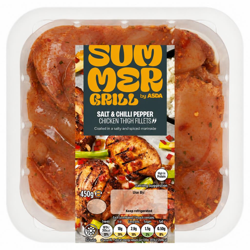 Summer Grill by ASDA Salt & Chilli Pepper Chicken Thigh Fillets 450g