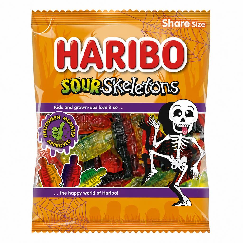Haribo 160g Sour Skeletons Fruit Flavour Jelly Sweets