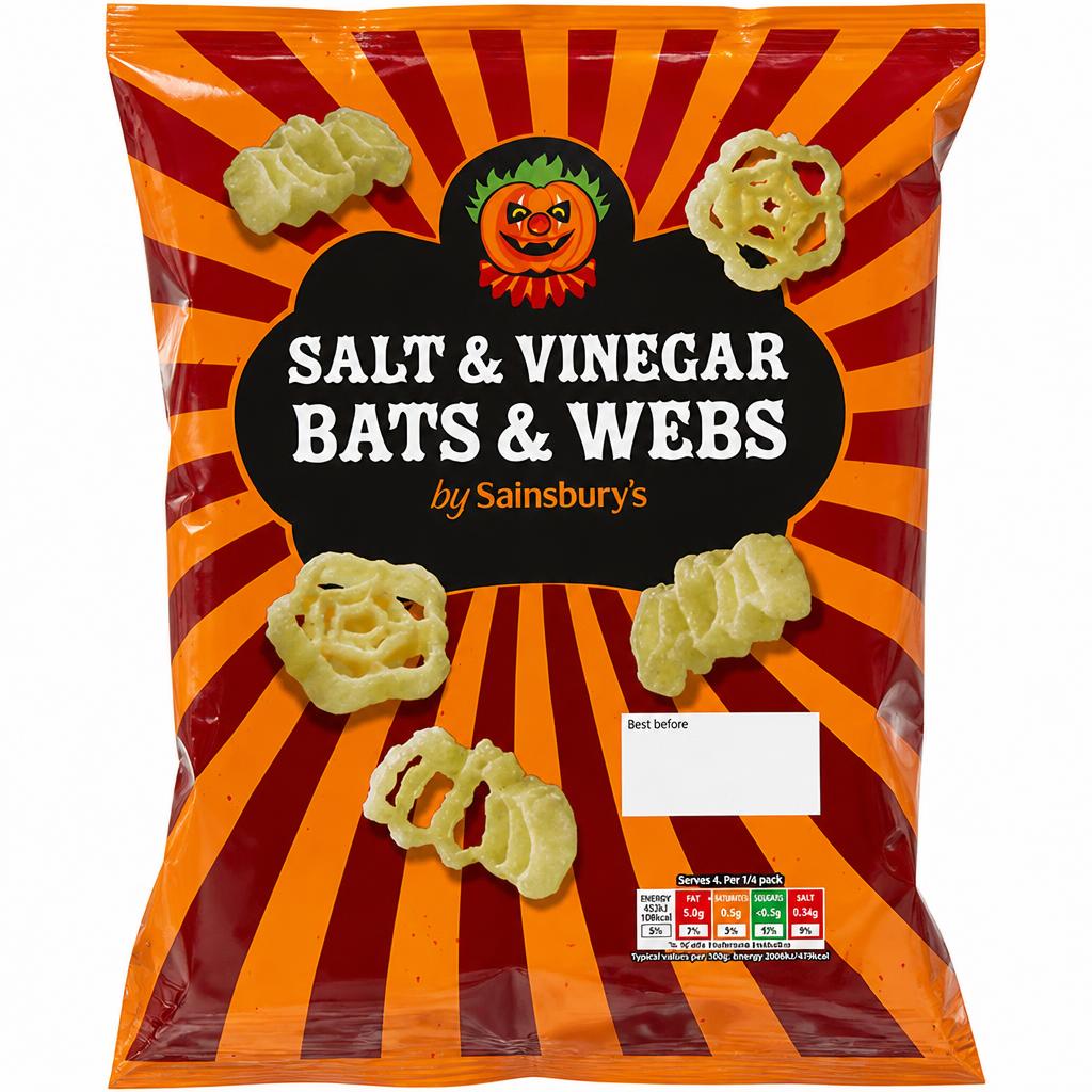 Sainsbury's 100g Salt & Vinegar Bats & Webs Snacks
