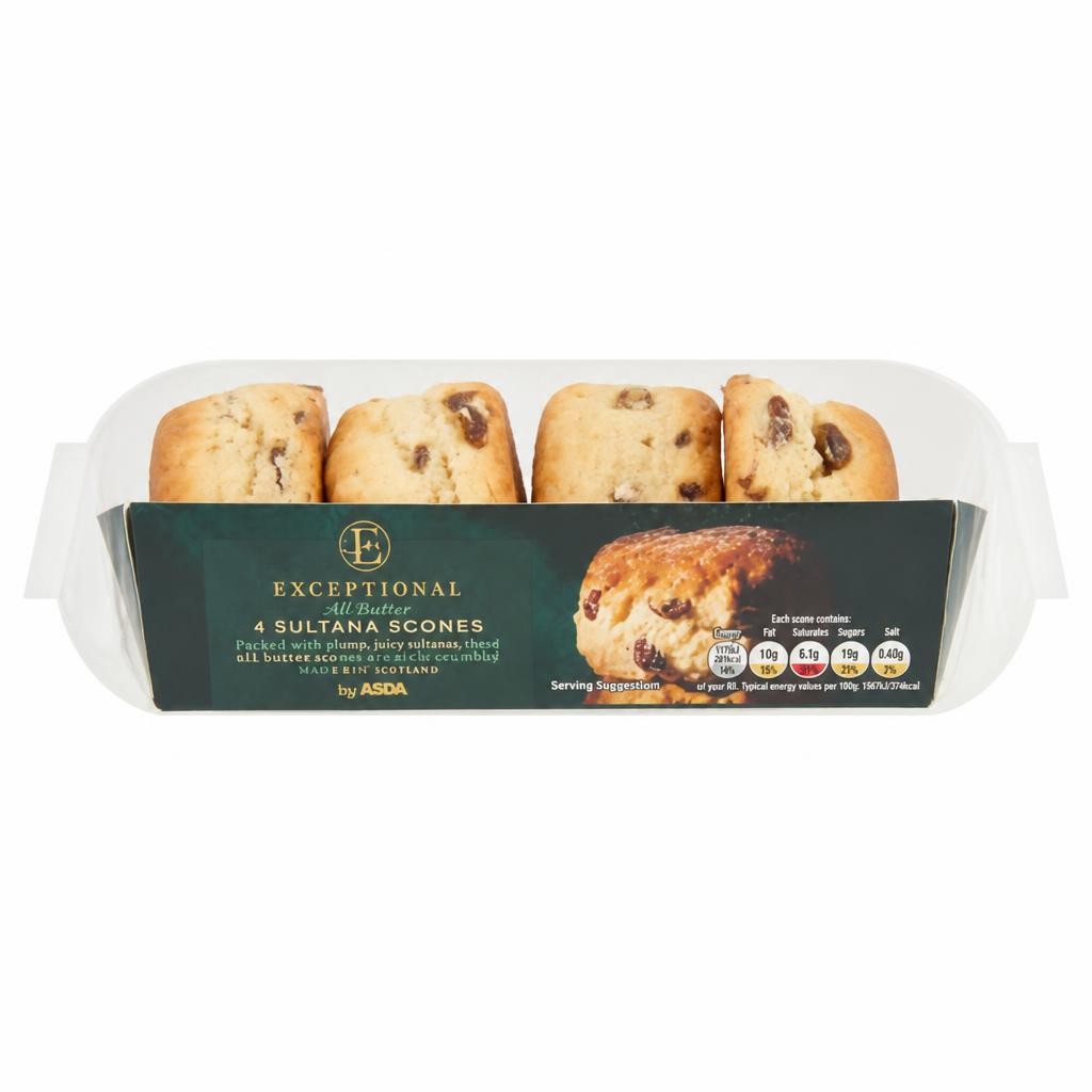 Exceptional by ASDA Exceptional 4 All-Butter Sultana Scones