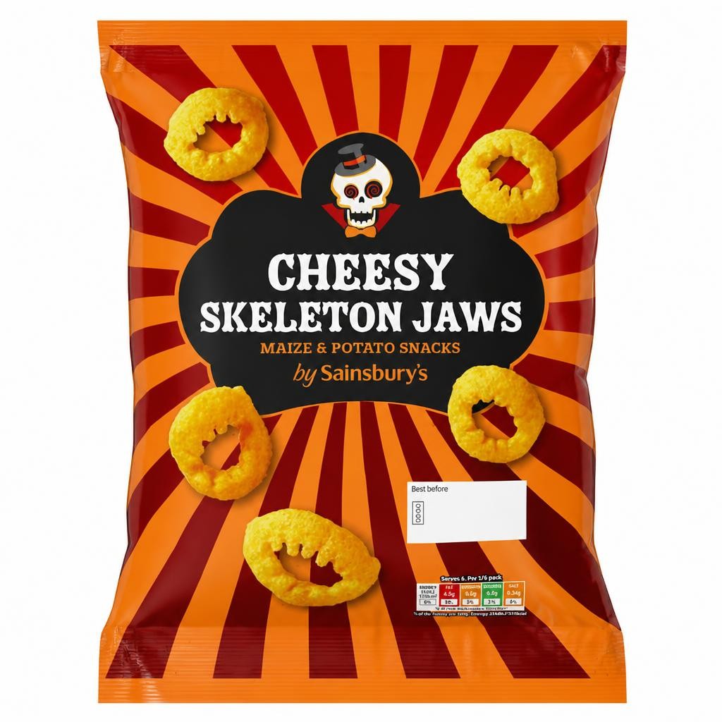 Sainsbury's 100g Cheesy Skeleton Jaws Maize & Potato Snacks