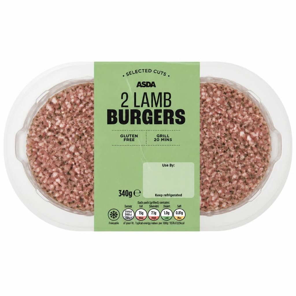 ASDA 2 Lamb Burgers 340g