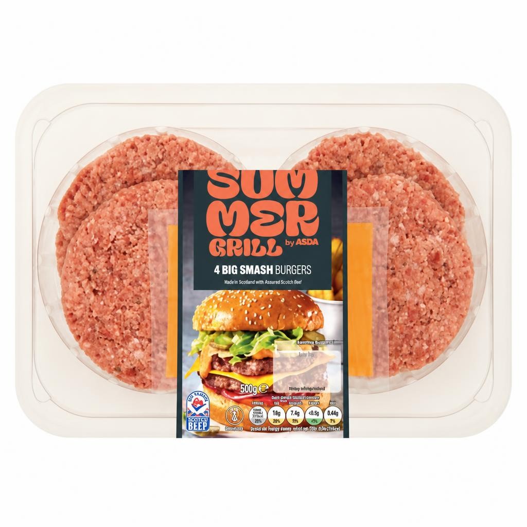Summer Grill by ASDA 4 Big Smash Burgers 350g