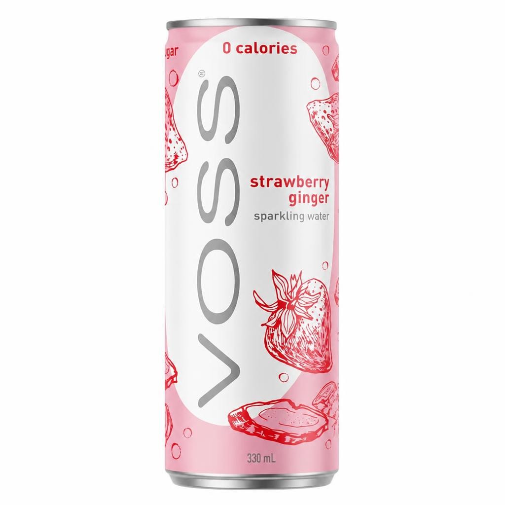 VOSS Strawberry & Ginger Sparkling Water 10x 330ml Cans