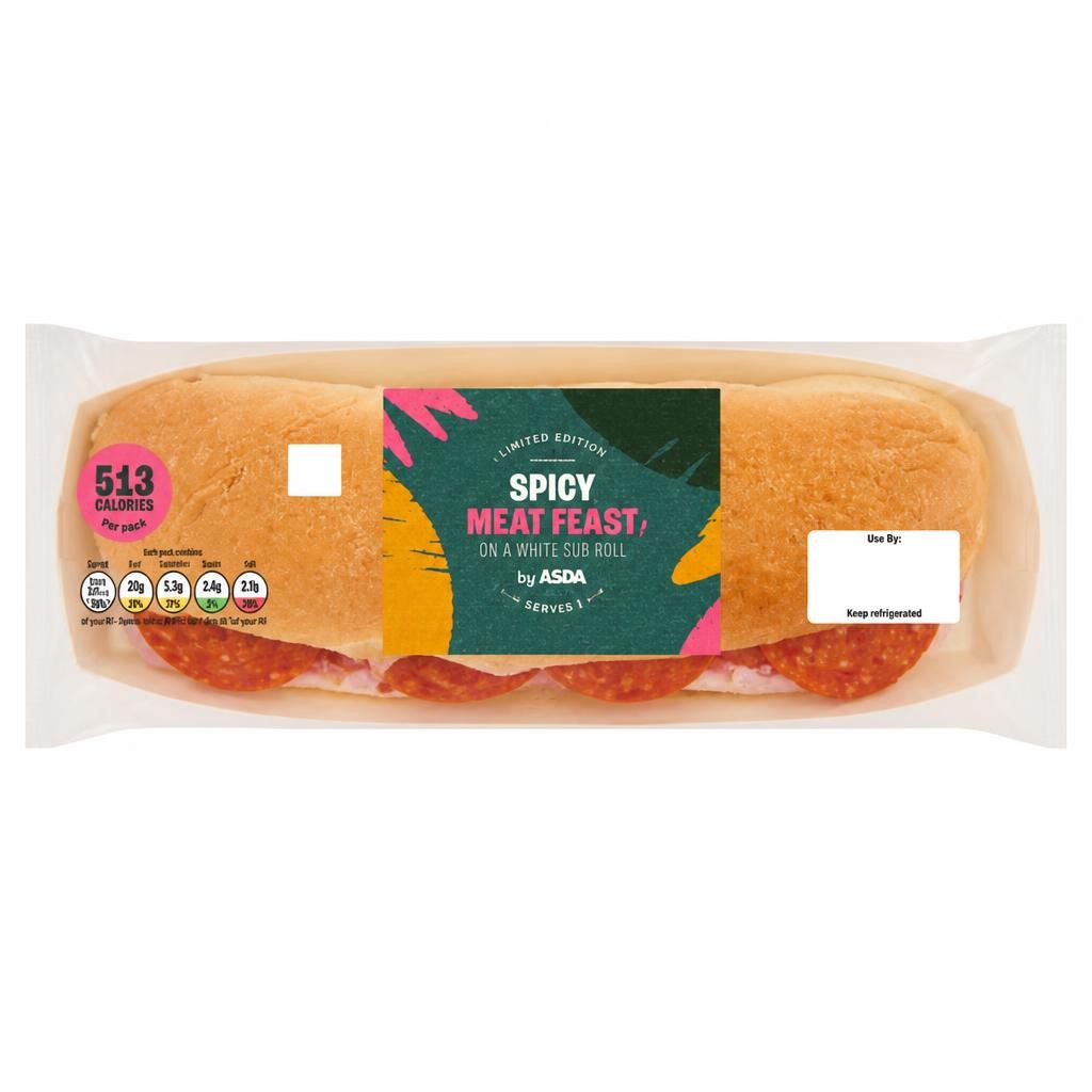 ASDA Limited Edition Spicy Meat Feast on a White Sub Roll