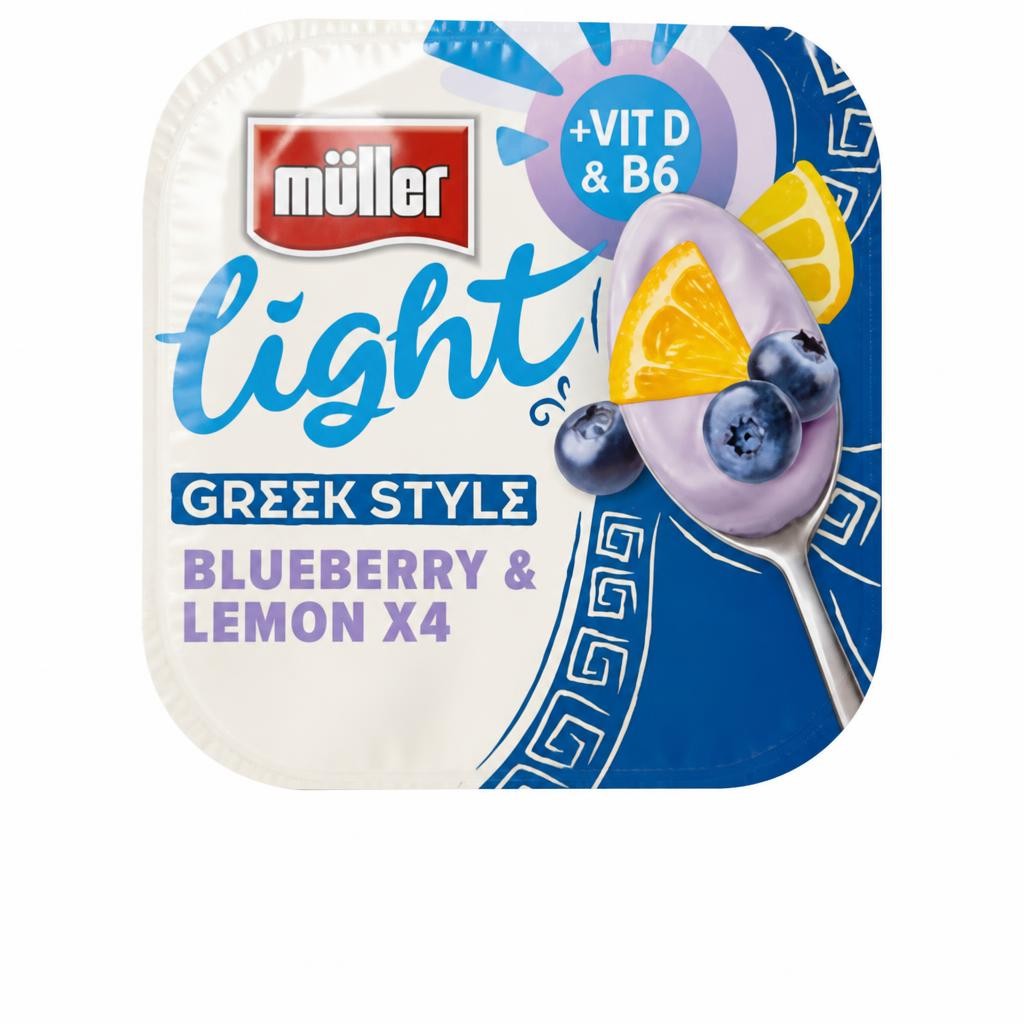 Müller Light Greek Style Blueberry & Lemon 4 x 115 (460g)