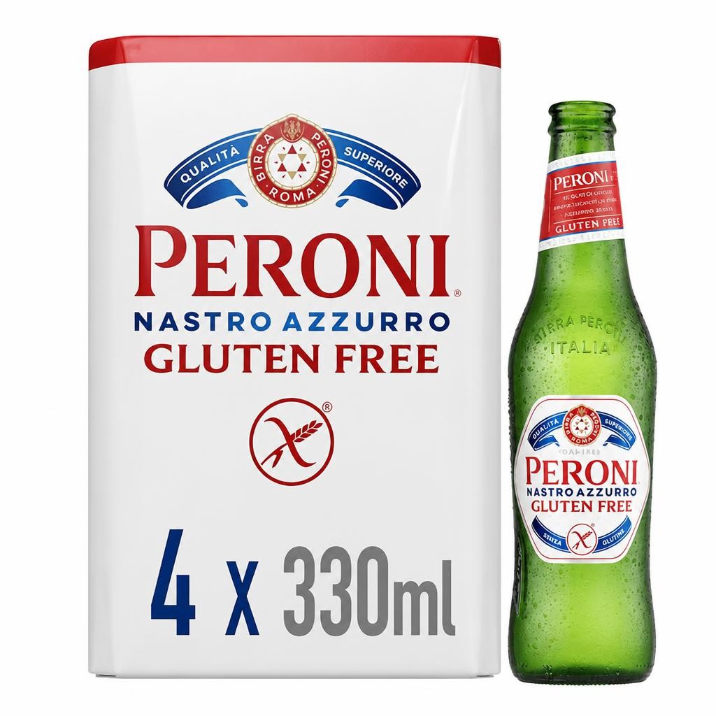 Peroni Nastro Azzurro Gluten Free Beer Lager Bottles 4x330ml