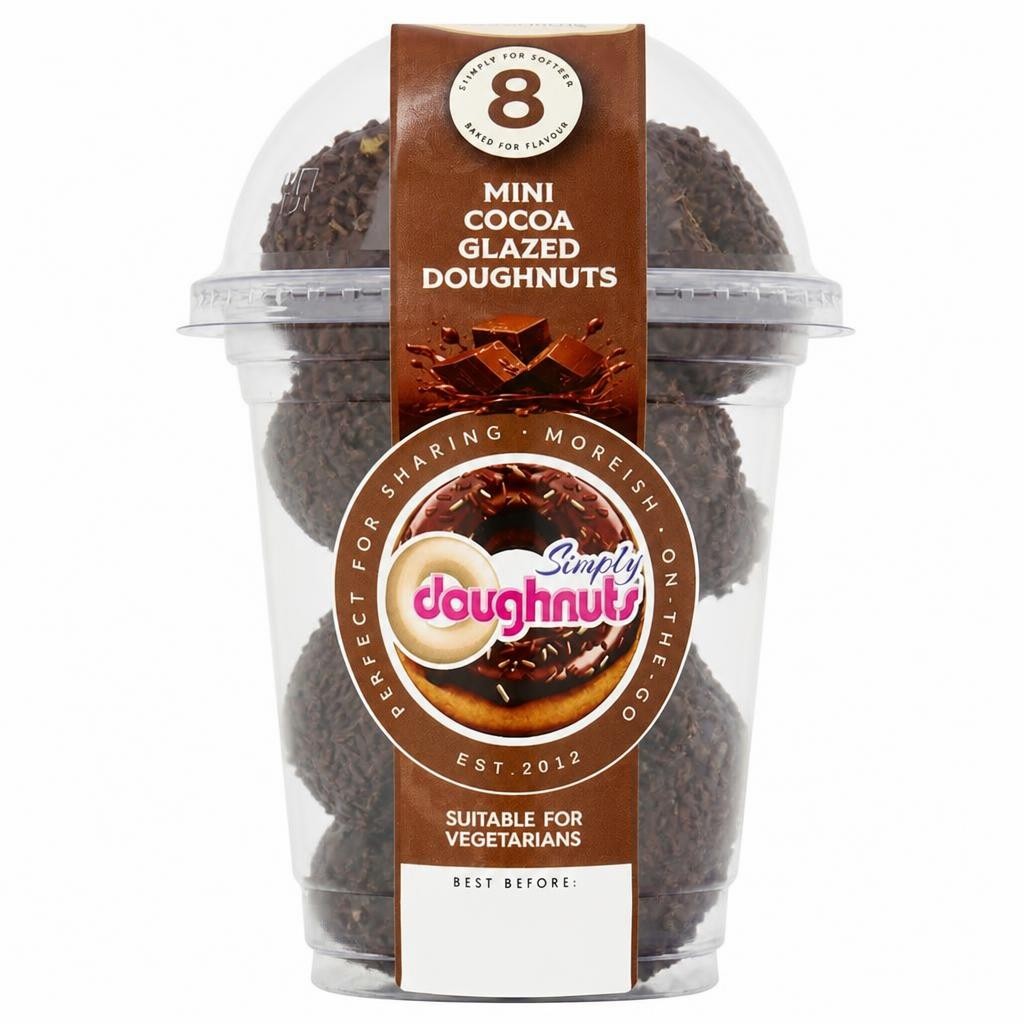 SIMPLY DOUGHNUTS 8PK MINI COCOA GLAZED DOUGHNUTS