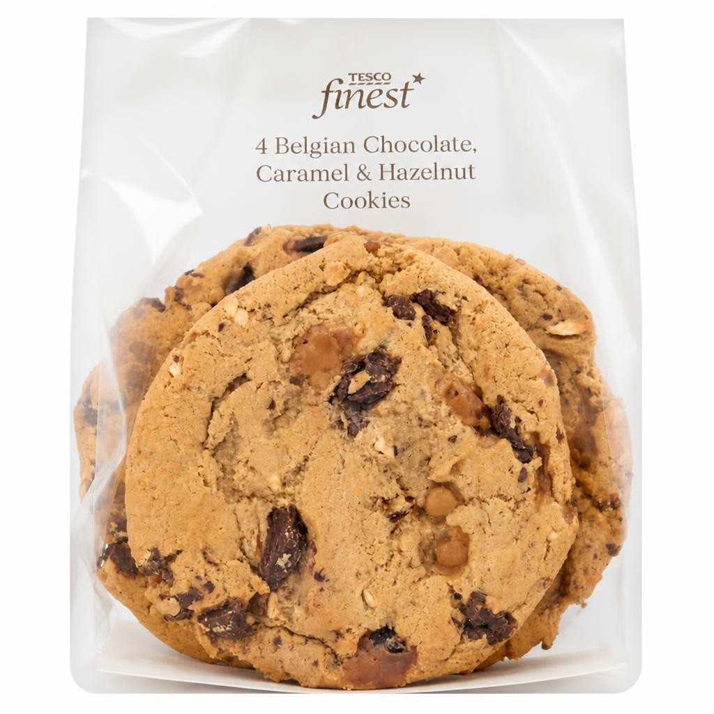 Tesco Finest Chocolate, Caramel and Hazelnut Cookies 4 Pack