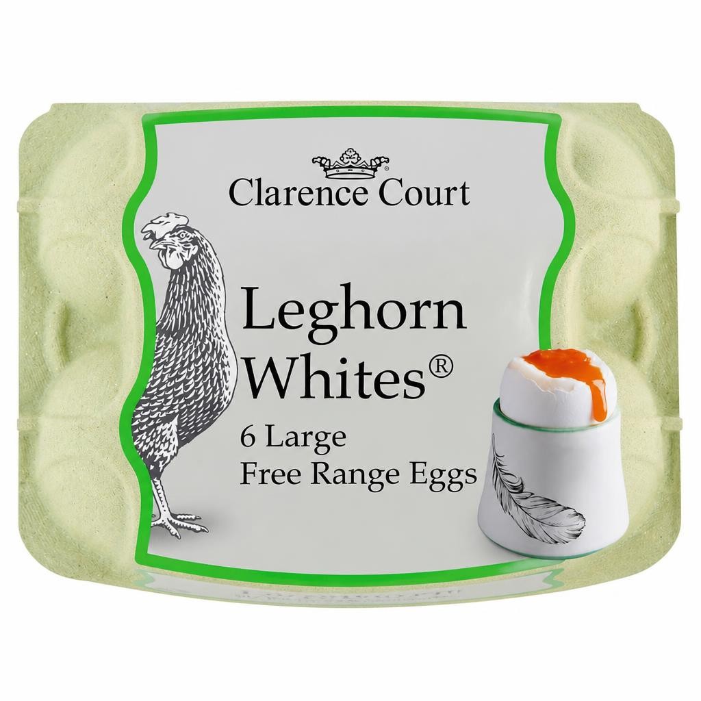 Clarence Court Leghorn Whites 6 Large Free Range Eggs