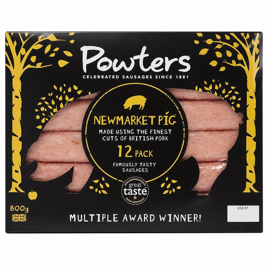 Powters Newmarket Pig Pork Sausages 12 Pack 800g