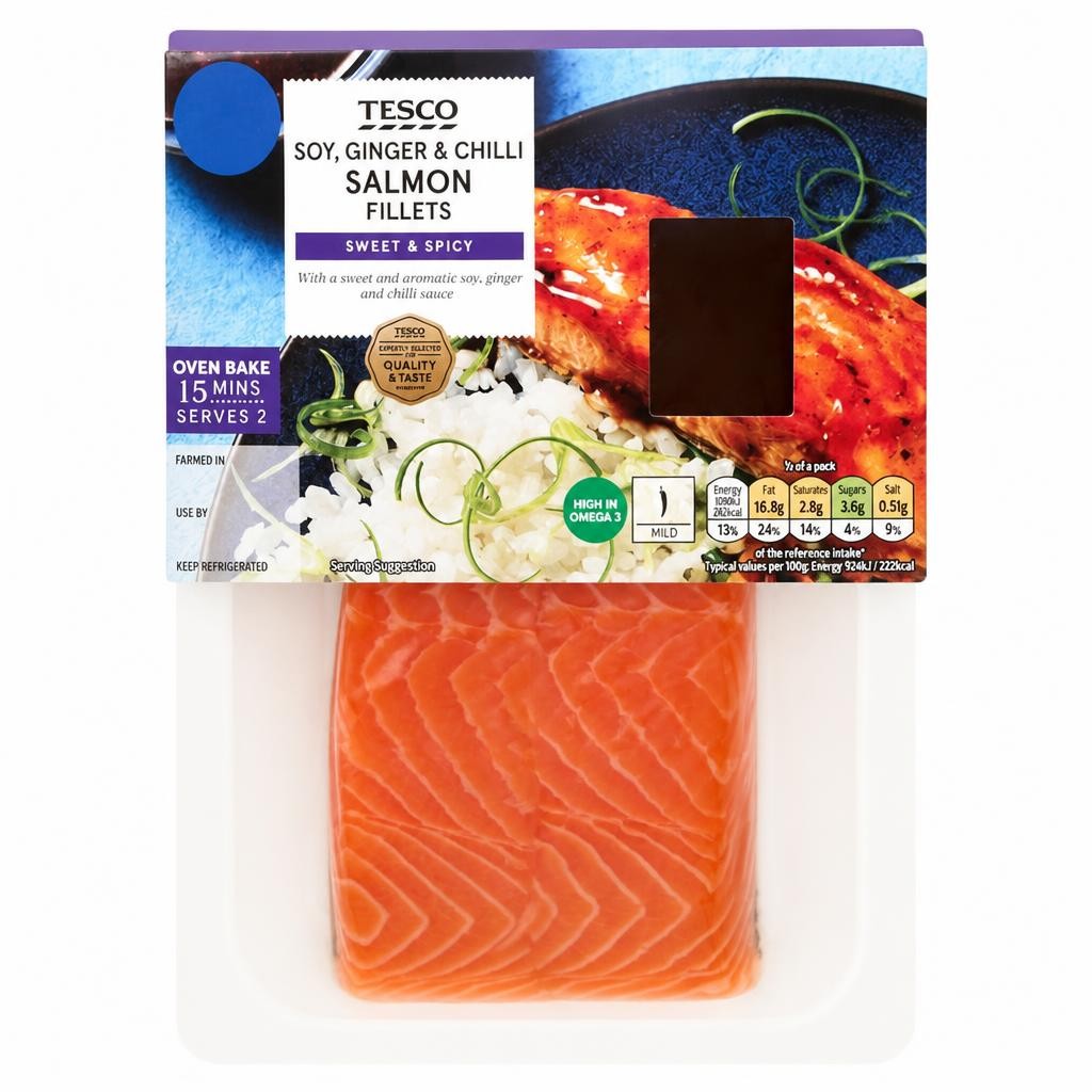 Tesco Salmon Fillets with Soy, Ginger and Chilli 260g