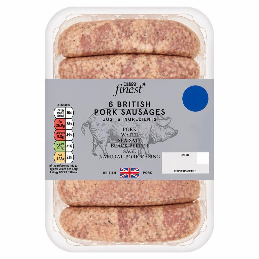 Tesco Finest Just 6 Ingredients British Pork Sausages 400g