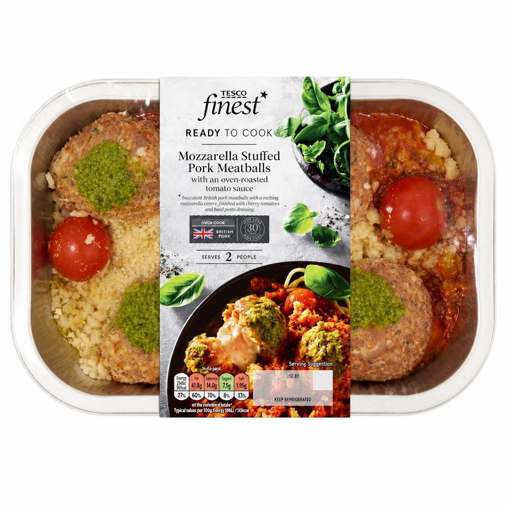 Tesco Finest Mozzarella Stuffed Pork Meatballs 530g