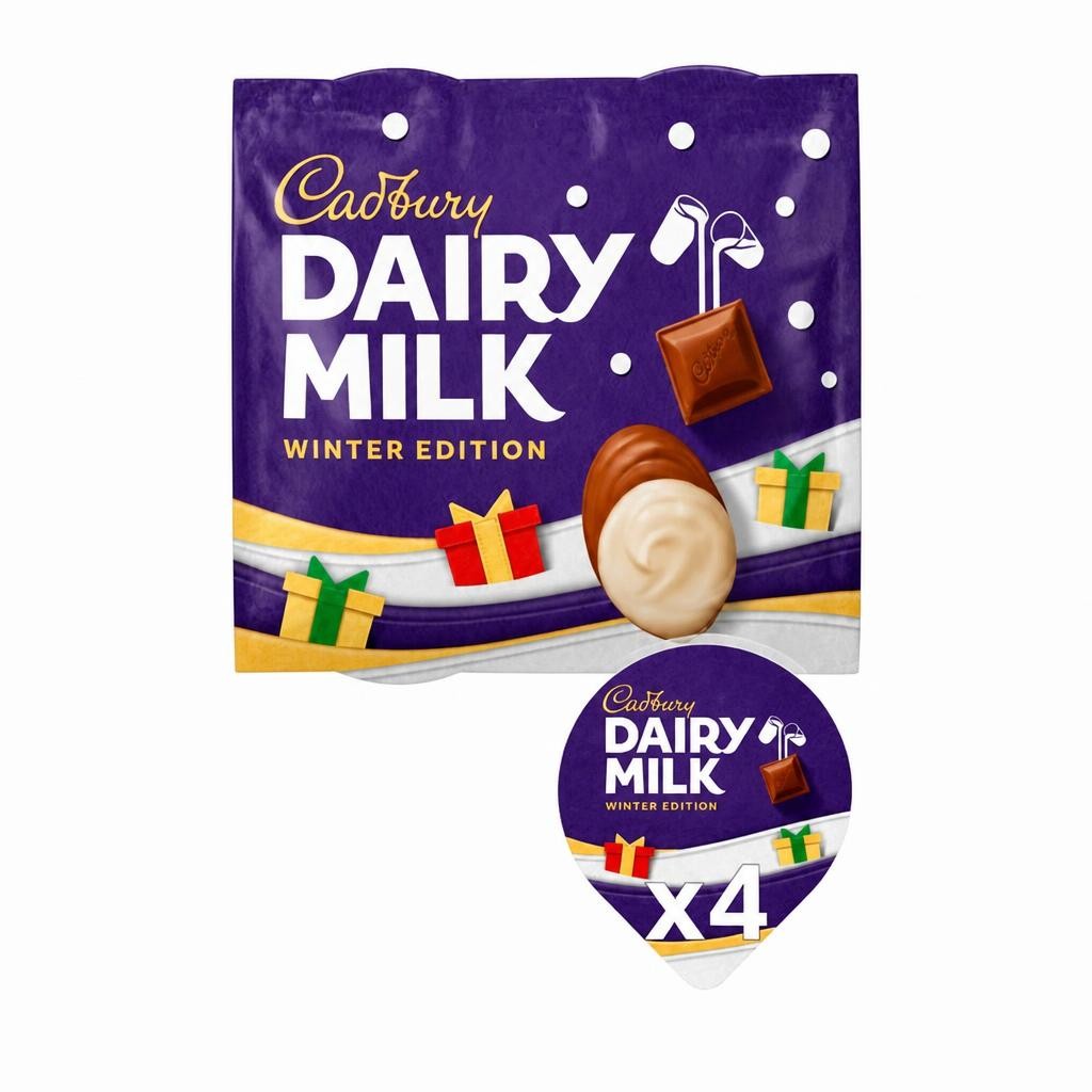 Cadbury 4 x 60g Chocolate Dessert Pots, Winter Edition