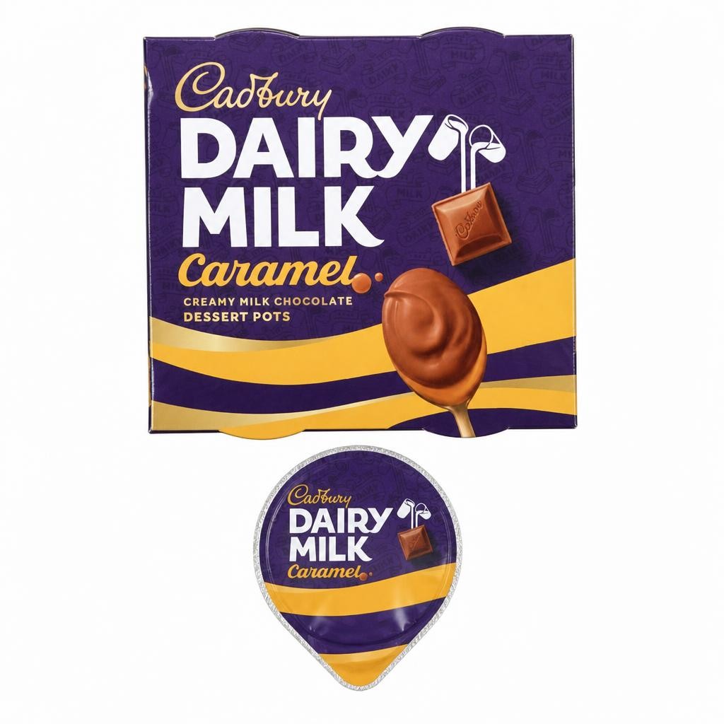 Cadbury Dairy Milk Caramel 4 x 60g Creamy Milk Chocolate Dessert Pots