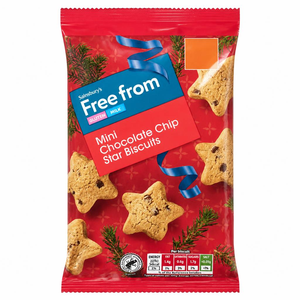 Sainsbury's Free From 75g Mini Chocolate Chip Star Biscuit