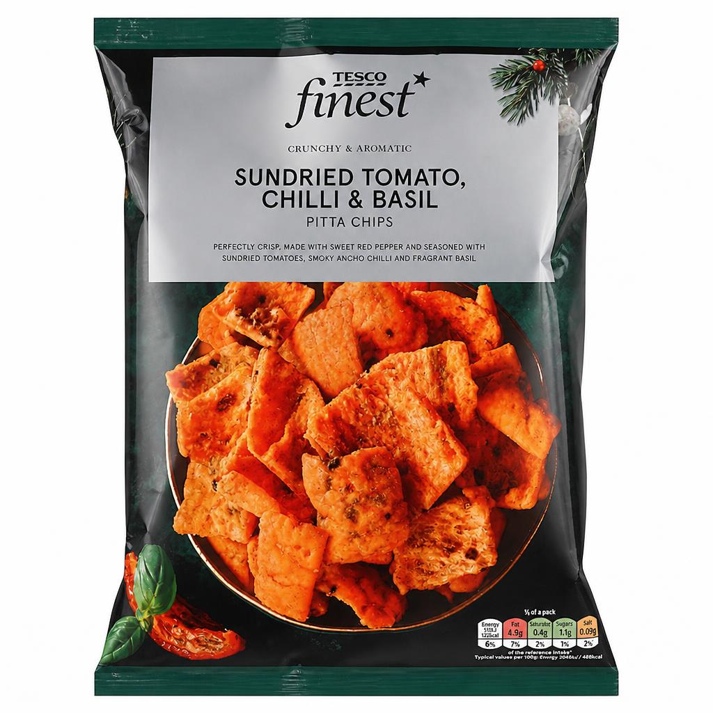 Tesco Finest Sundried Tomato, Chilli & Basil Pitta Chips 150g