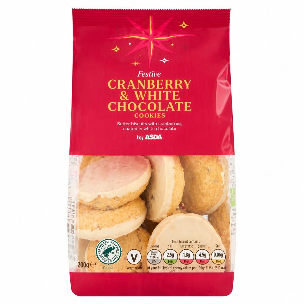 ASDA Festive Cranberry & White Chocolate Cookies 200g