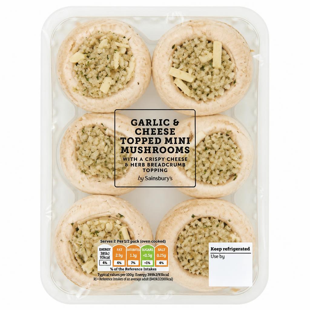 Sainsbury's 185g Cheese & Garlic Mini Mushrooms