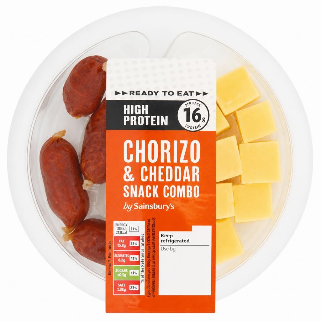 Sainsbury's 60g High Protein Ready to Eat Chorizo & Cheddar Snack Combo