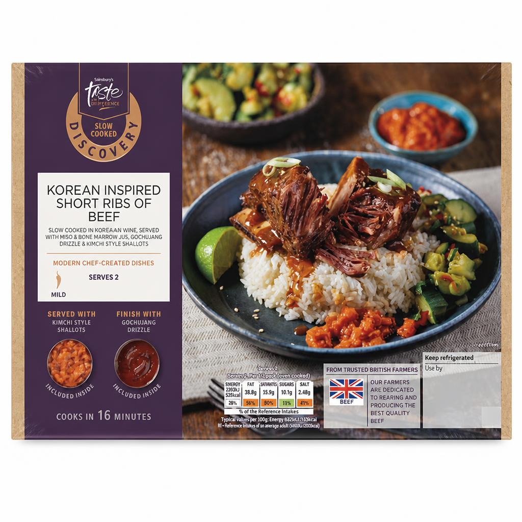 Sainsbury's Discovery 720g Slow Cooked Korean Inspired Short Ribs of Beef, Taste the Difference