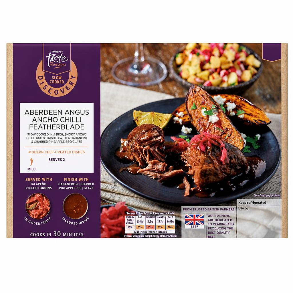 Sainsbury's Discovery 525g Slow Cooked Angus Featherblade, Taste the Difference