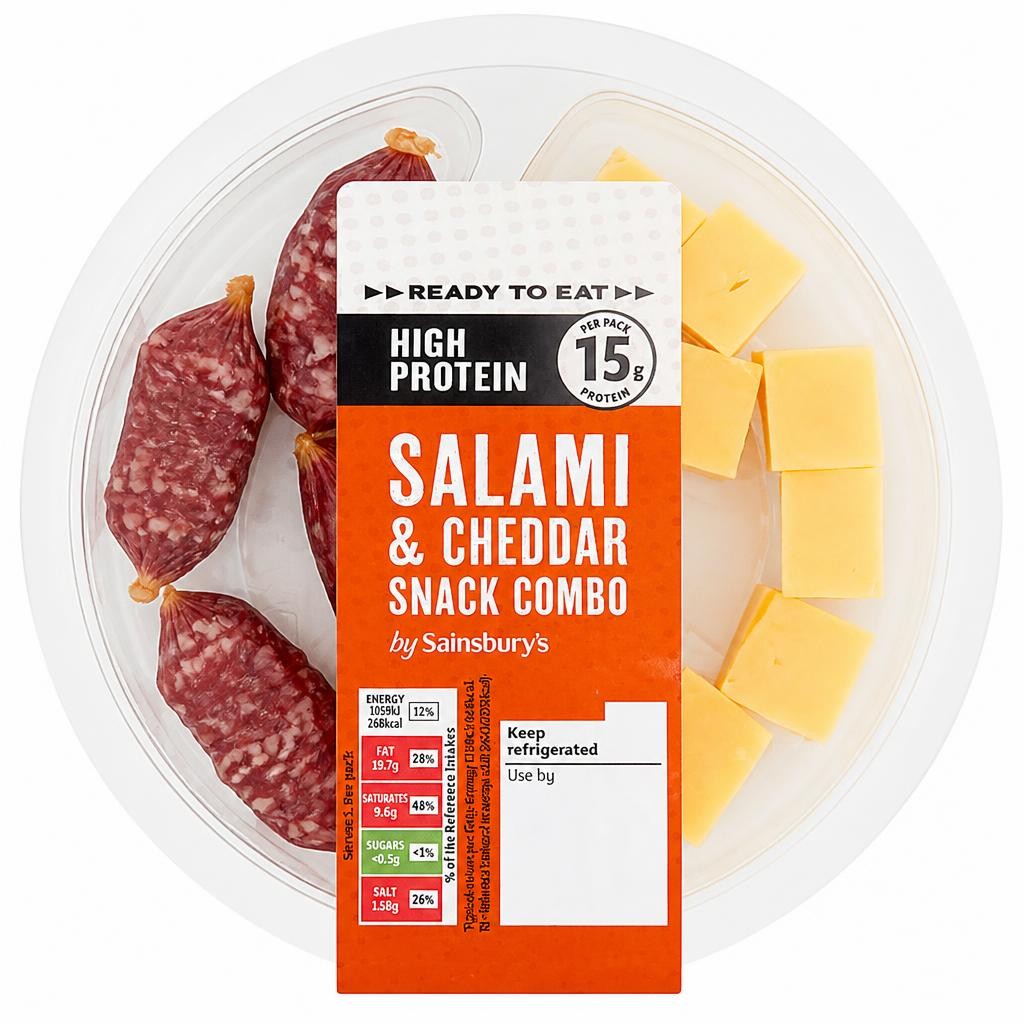 Sainsbury's 60g High Protein Ready to Eat Salami & Cheddar Snack Combo