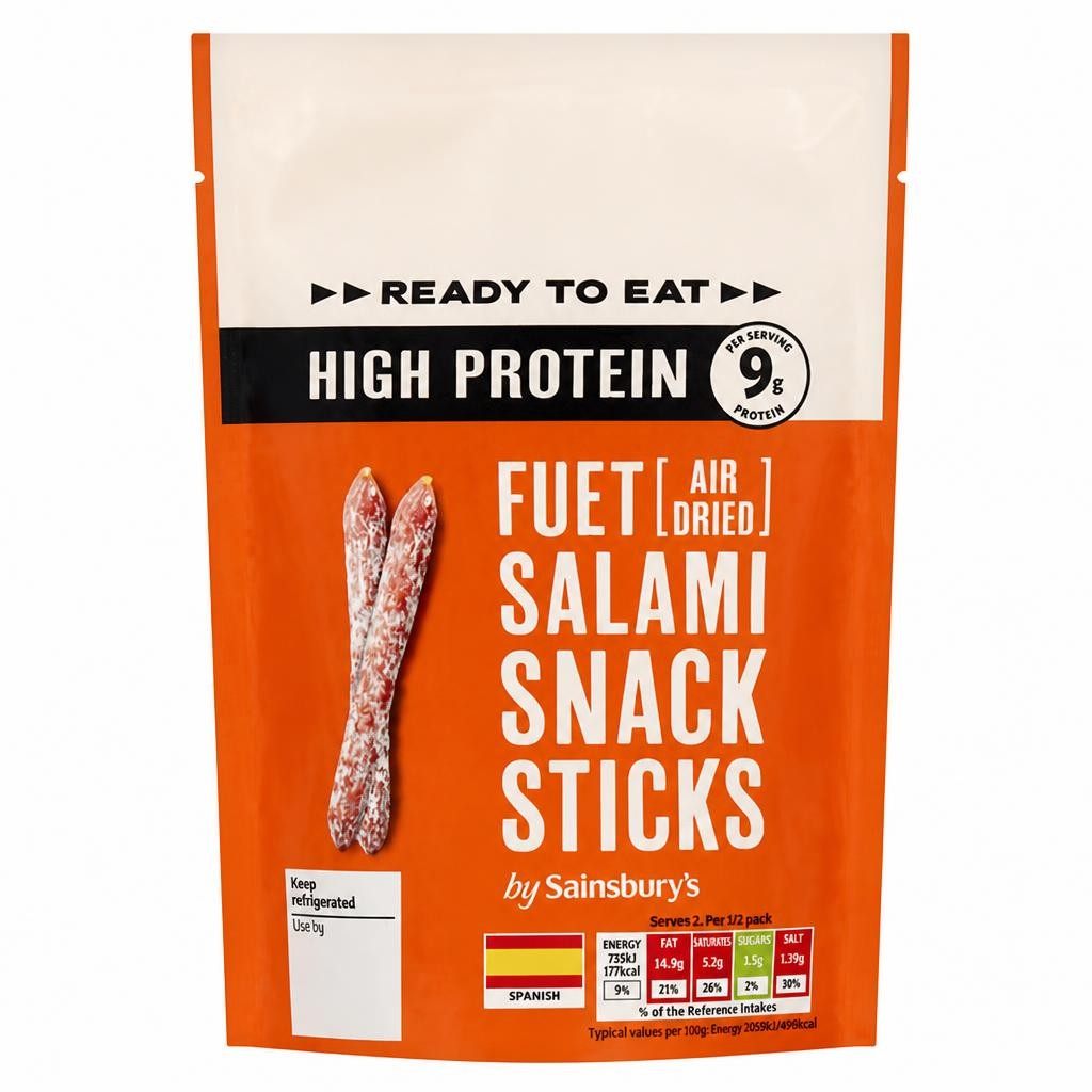 Sainsbury's 70g High Protein Fuet Salami Sticks