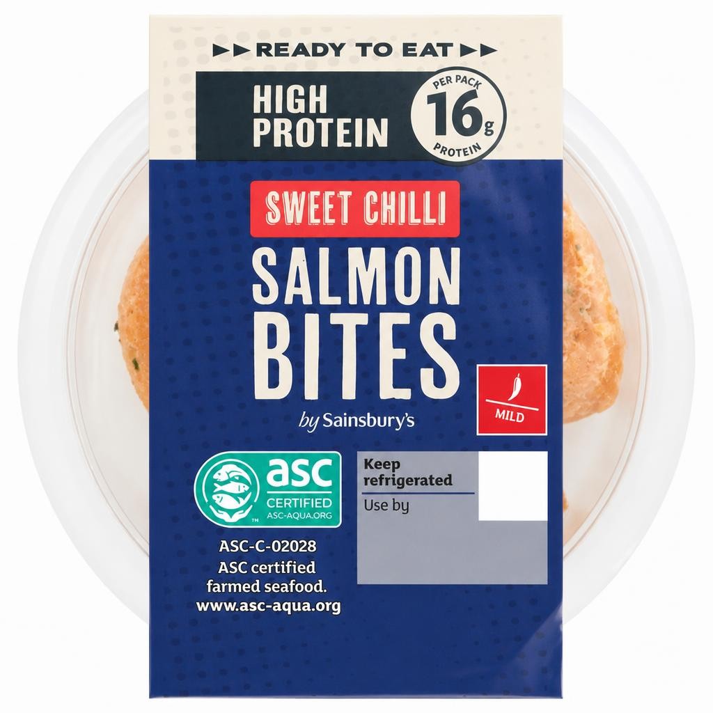 Sainsbury's 80g High Protein Ready to Eat Sweet Chilli Salmon Bites