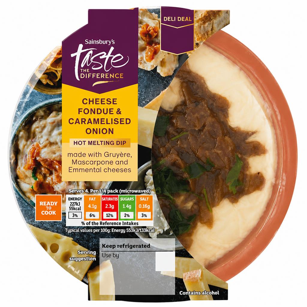 Sainsbury's 170g Cheese Fondue & Caramelised Onion Hot Melting Dip, Taste the Difference