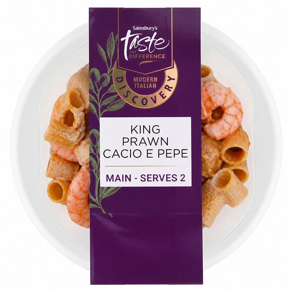 Sainsbury's Discovery 400g King Prawn Cacio e Pepe Pasta, Taste the Difference