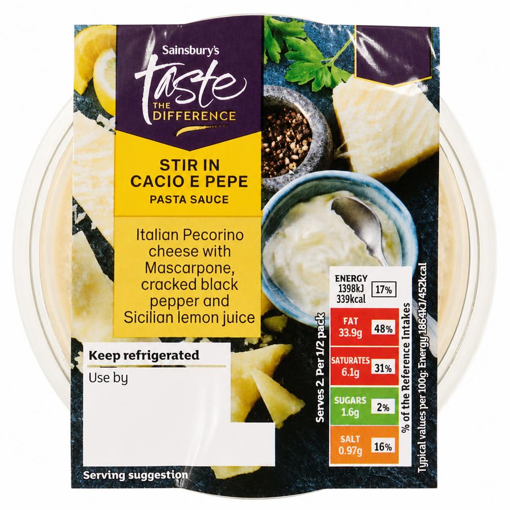 Sainsbury's 150g Stir In Cacio E Pepe Pasta Sauce, Taste the Difference