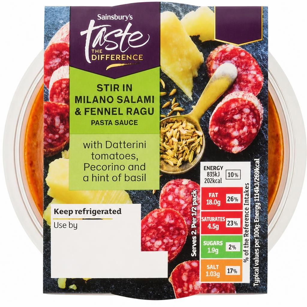 Sainsbury's 150g Stir In Salami & Fennel Pasta Sauce, Taste the Difference